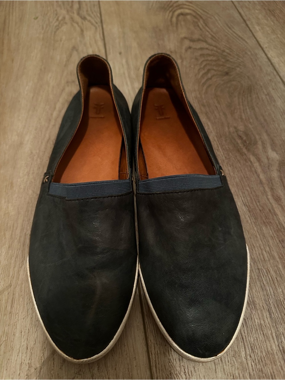 Frye Black Slip-On Leather Flats